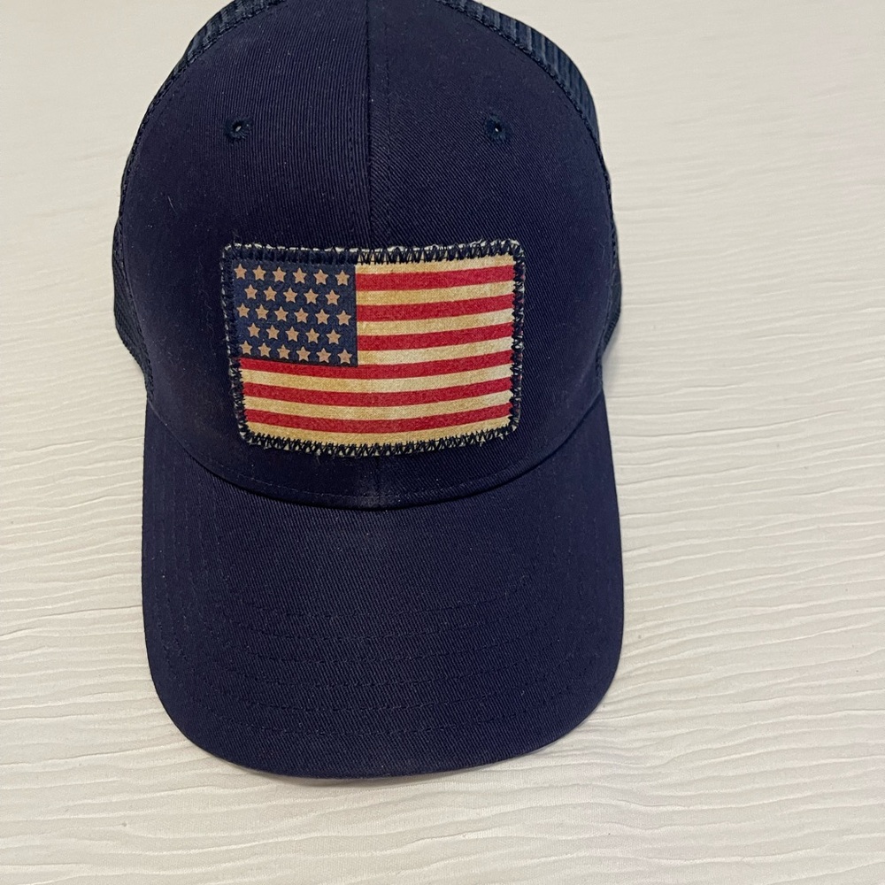 Vineyard Vines Navy Baseball Cap with American Flag Patch